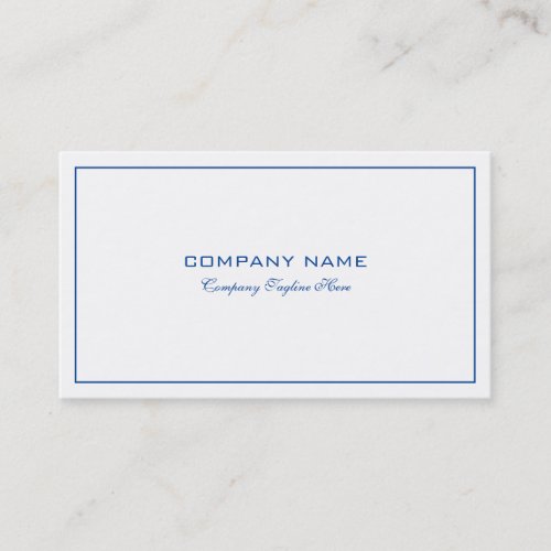 Simple Modern Tin  Blue Border On White  Business Card