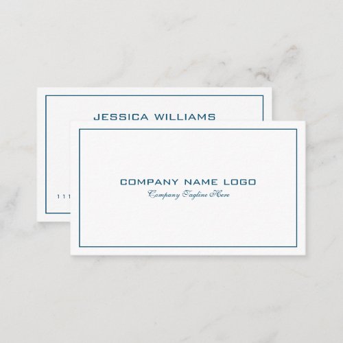 Simple Modern Tin blue Border On White Business Card