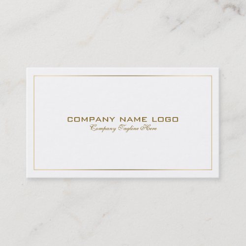 Simple Modern Tin Gold Border On White Business Card