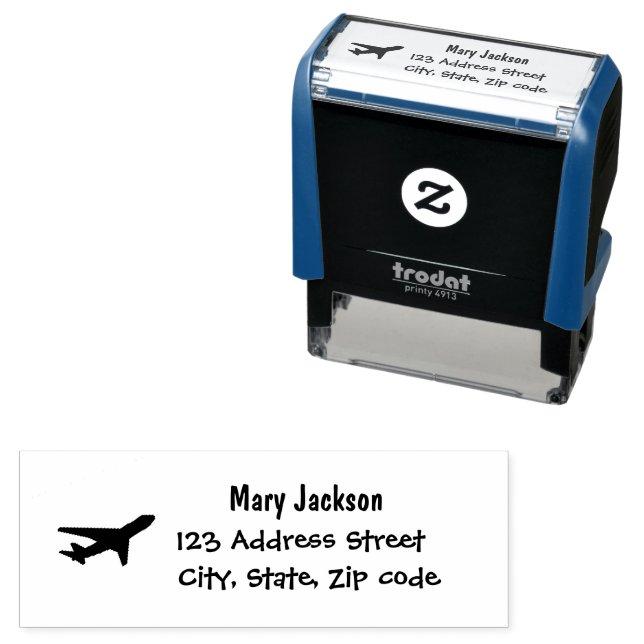 Simple Modern Travel Airplane Mailing Address Self-inking Stamp (In Situ)