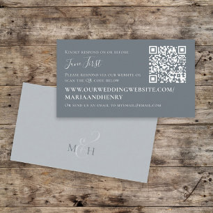 Simple Modern Trendy Dusty Blue QR Code RSVP Enclosure Card