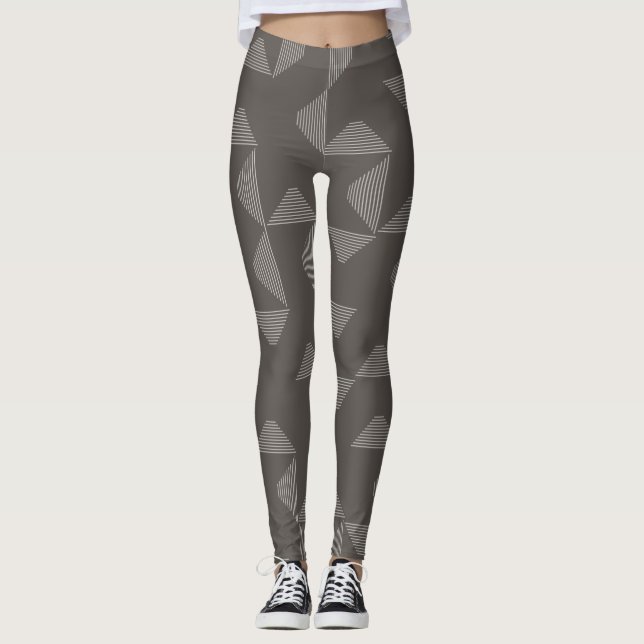 Simple, modern, trendy geometric graphic pattern leggings (Front)