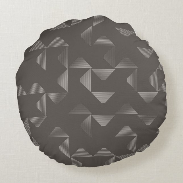 Simple, modern, trendy geometric graphic pattern round pillow (Back)