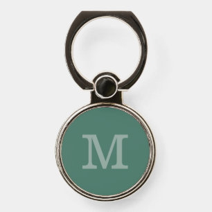 Simple Modern Trendy Green Monogrammed Initial Phone Ring Stand