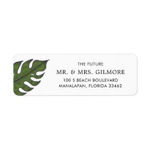 Simple Modern Tropical Wedding Return Address Label