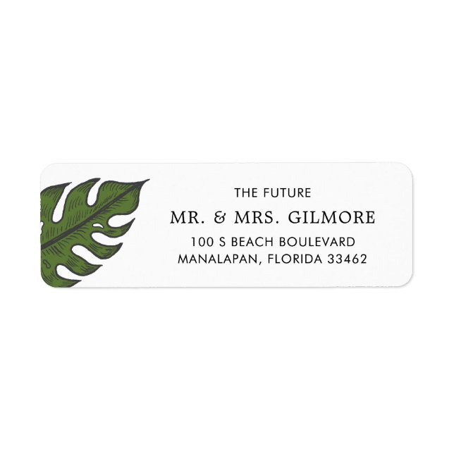 Simple Modern Tropical Wedding Return Address Label (Front)