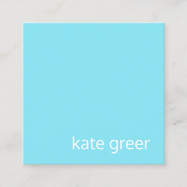 Simple Modern Turquoise Blue Professional Square Business Card (Front)