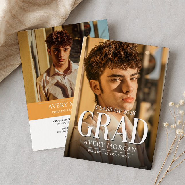Simple Modern Two Photo Graduation  Invitation (Creator Uploaded)