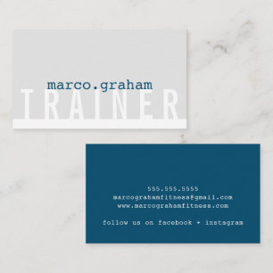 SIMPLE MODERN TYPE plain masculine gray navy blue Business Card