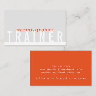SIMPLE MODERN TYPE plain masculine gray orange Business Card