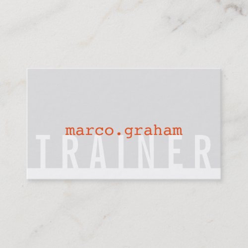 SIMPLE MODERN TYPE plain masculine gray orange Business Card