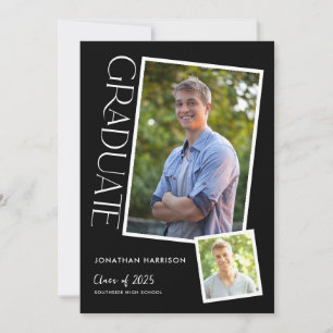 Simple Modern Typography 2 Photo Graduation Party Invitation