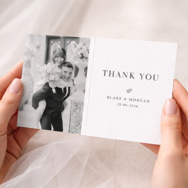 Simple Modern Typography Black and White Wedding Thank You Card (Creator Uploaded)