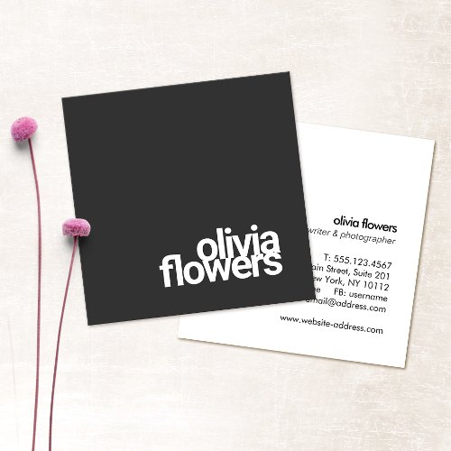 Simple Modern Typography Black Square Business Card