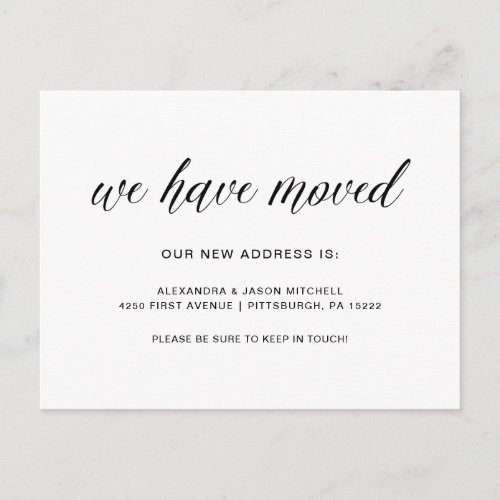 Simple Modern Typography  Change of Address Announcement Postcard