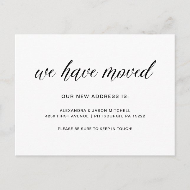 Simple Modern Typography | Change of Address Announcement Postcard (Front)