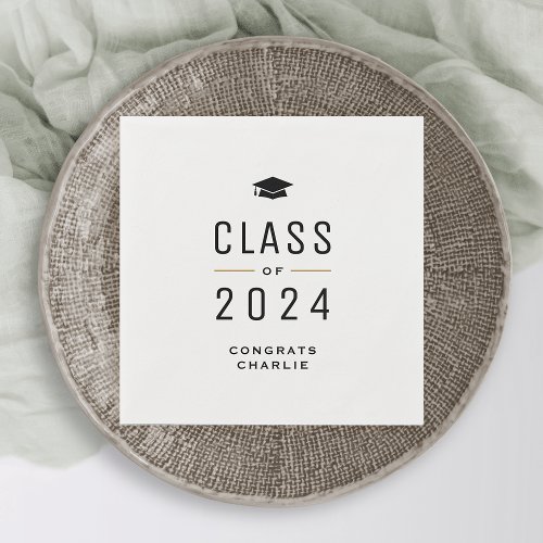 Simple Modern Typography Class of 2024 Graduation Napkins