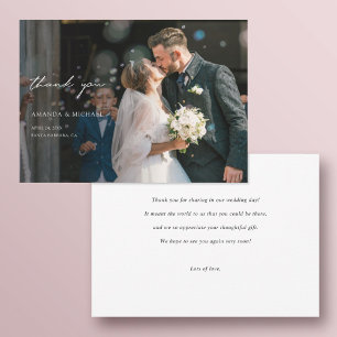 Simple Modern Typography Custom Wedding Photo Thank You Card