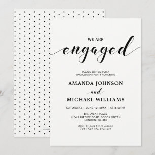 Simple Modern Typography Engagement Party Invitation