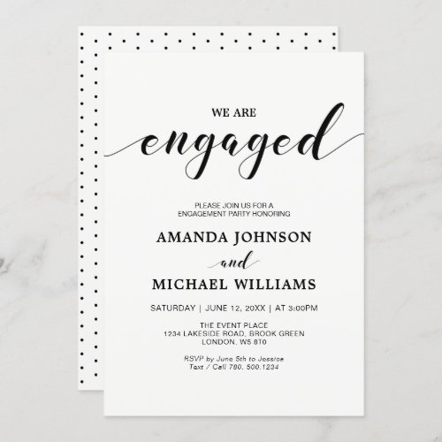 Simple Modern Typography Engagement Party Invitation