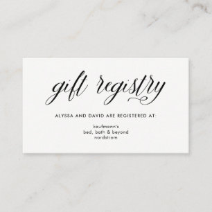 Simple Modern Typography   Gift Registry Insert