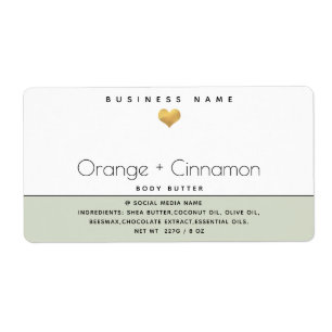Simple modern typography gold heart Body butter Label