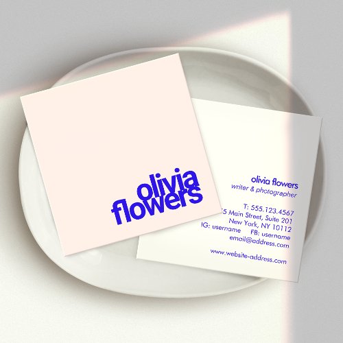 Simple Modern Typography  Light Pink Square Business Card