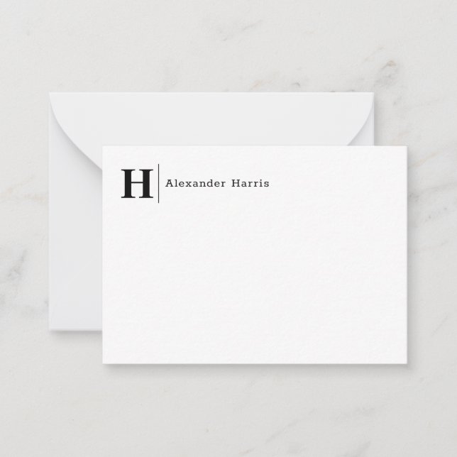 Simple Modern Typography Line Business Monogram Note Card (Front)