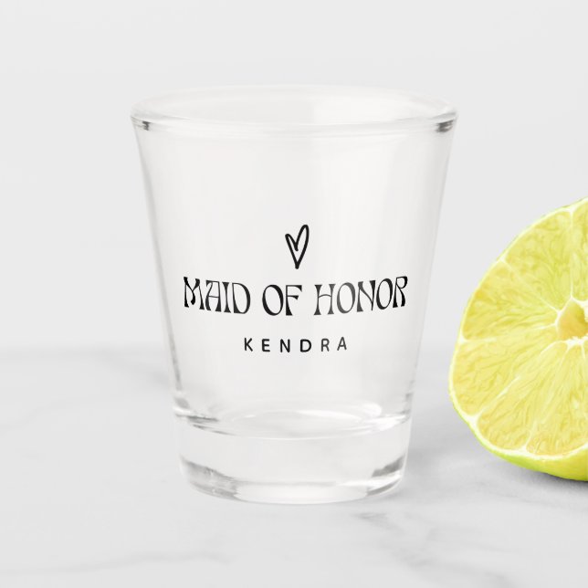 Simple Modern Typography Maid of Honor Gift Shot Glass (Front)