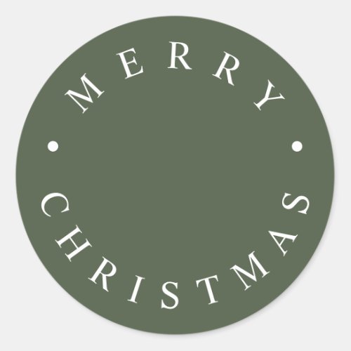 Simple Modern Typography Merry Christmas Green Classic Round Sticker