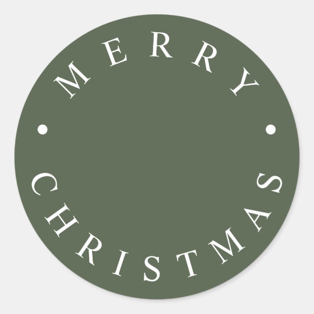 Simple Modern Typography Merry Christmas Green Classic Round Sticker (Front)