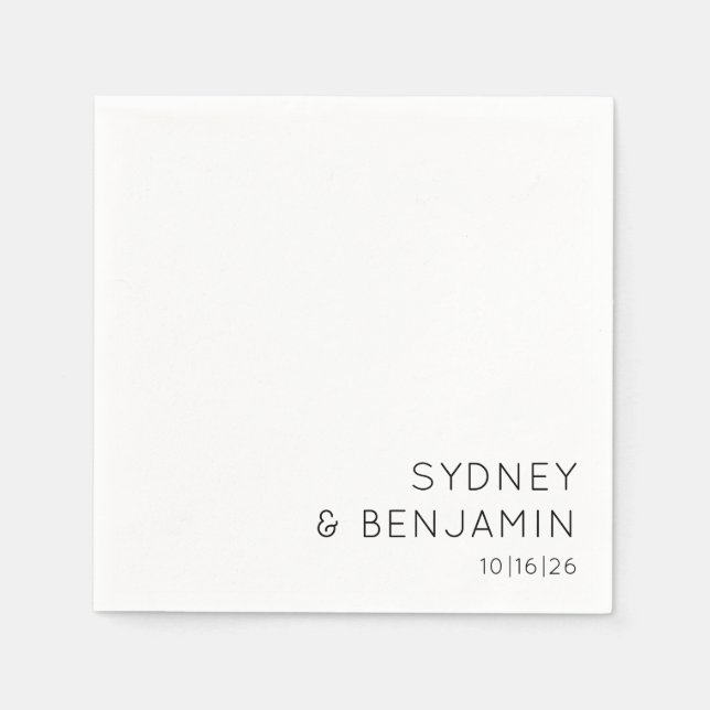 Simple Modern Typography Minimal Custom Wedding Napkins (Front)