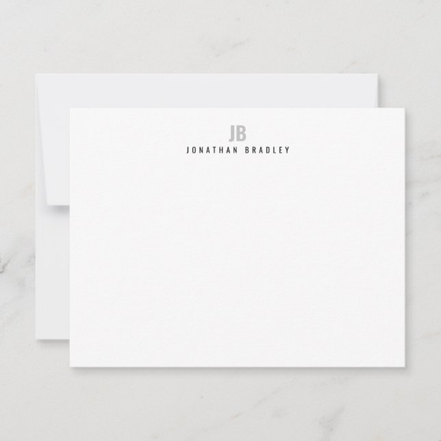 Simple Modern Typography Monogrammed Professional Note Card (Front)