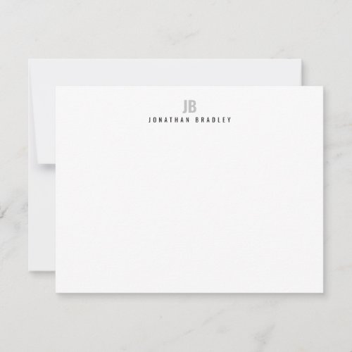 Simple Modern Typography Monogrammed Professional Note Card