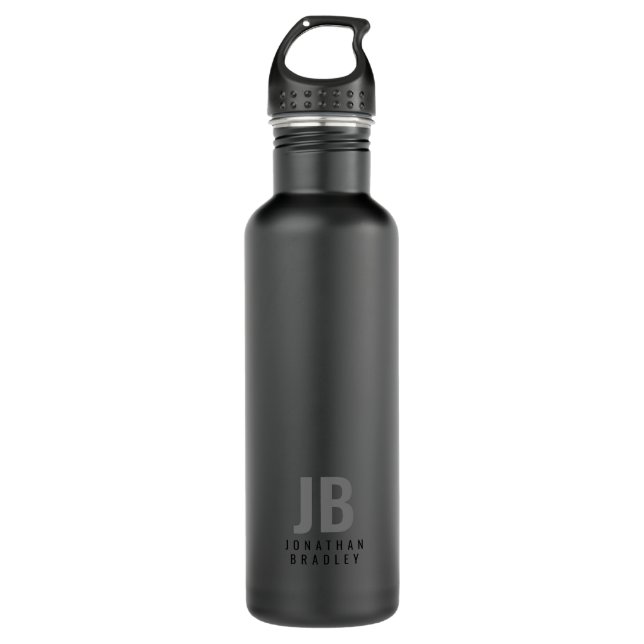 Simple Modern Typography Monogrammed Stainless Steel Water Bottle (Front)