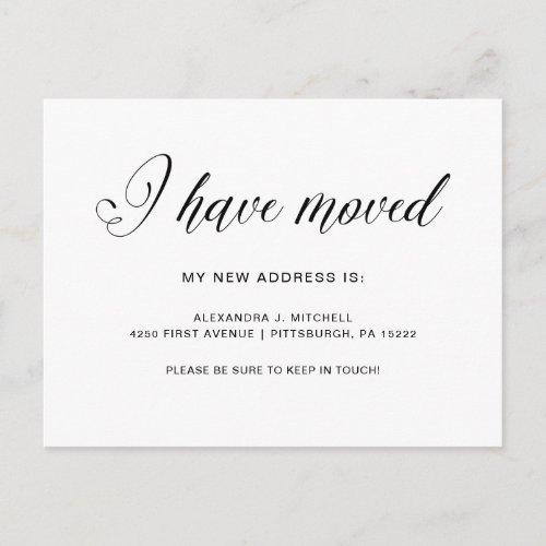 Simple Modern Typography  New Address Announcement Postcard