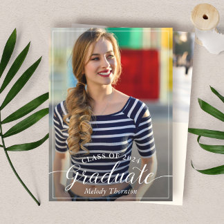 Simple Modern Typography Photo Graduation Party Invitation