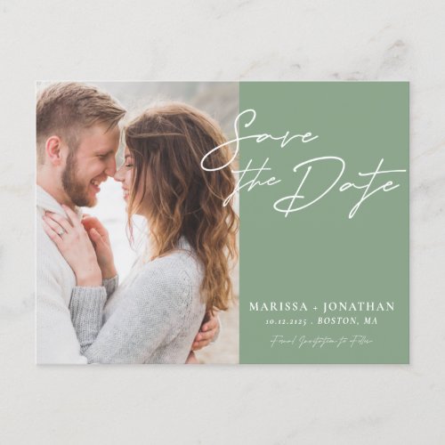 Simple Modern Typography Photo Save The Date Announcement Postcard