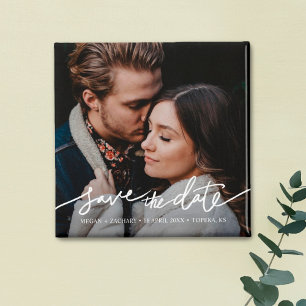Simple Modern Typography Photo Save the Date Magnet