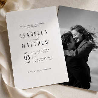 Simple Modern Typography Photo Wedding Invitation