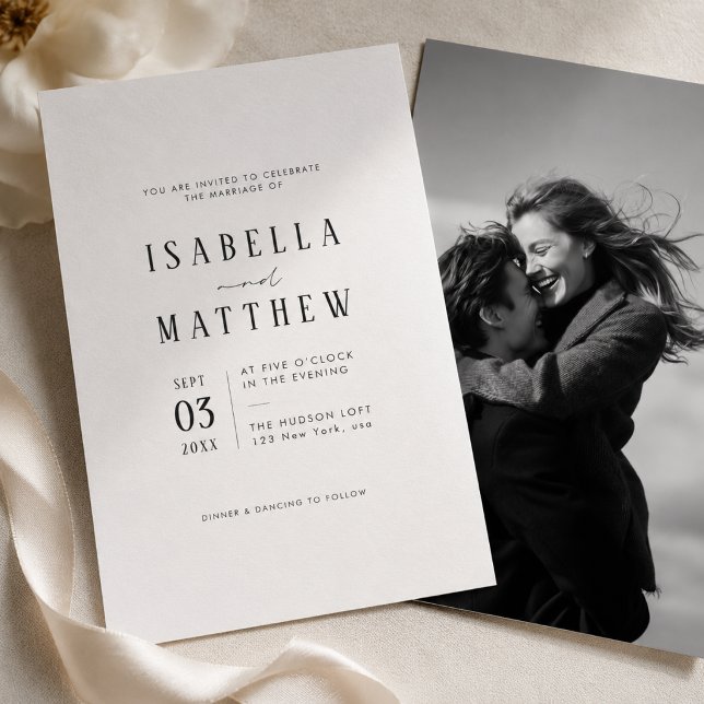 Simple Modern Typography Photo Wedding Invitation (Creator Uploaded)