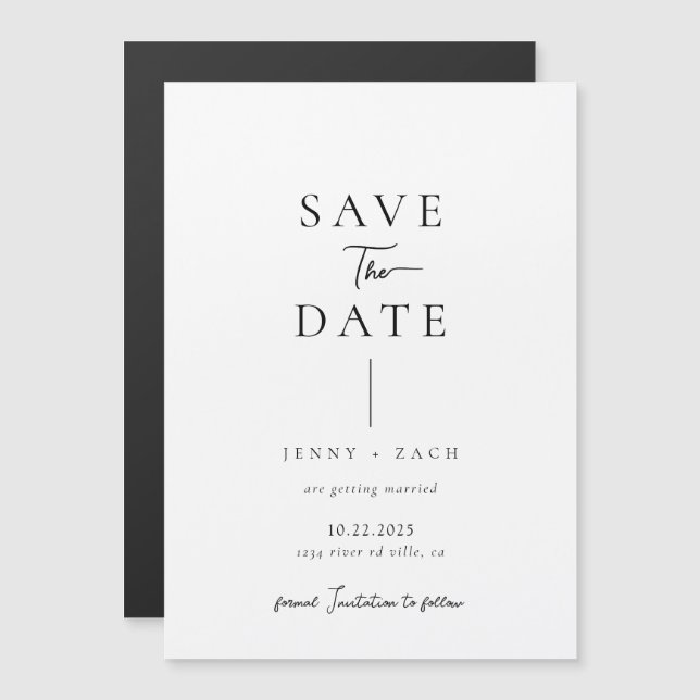Simple Modern Typography Photo Wedding  Magnetic Invitation (Front/Back)