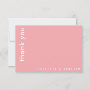 Simple Modern Typography Pink Custom Wedding  Thank You Card
