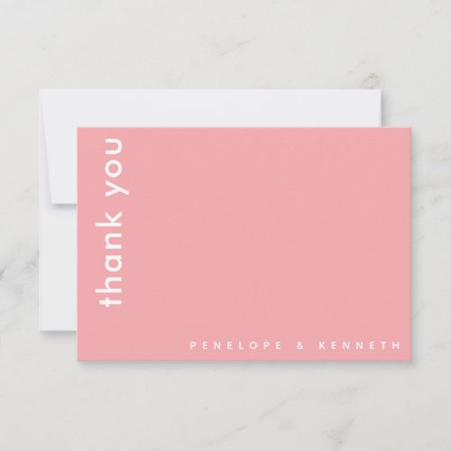 Simple Modern Typography Pink Custom Wedding  Thank You Card