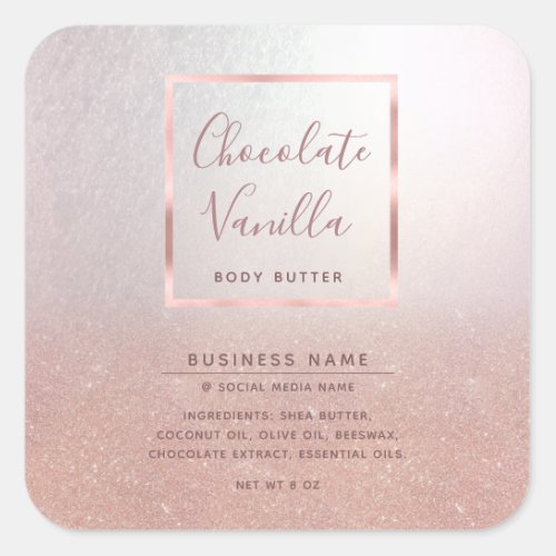 Simple modern typography rose gold ombre frame   square sticker
