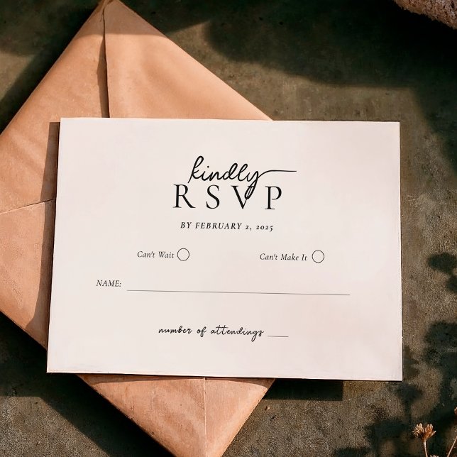 Simple Modern Typography Script Wedding RSVP Card (Creator Uploaded)