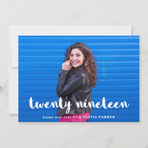 Simple Modern Typography  Twenty Nineteen Photo Holiday Card