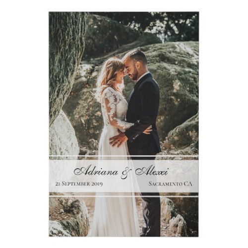 Simple Modern Typography Wedding Anniversary Photo Faux Canvas Print
