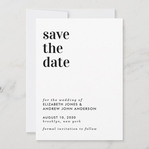 Simple Modern Typography Wedding Save the Date