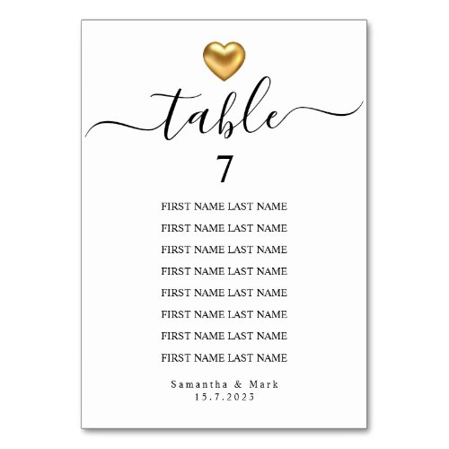 Simple Modern Typography Wedding Table Number